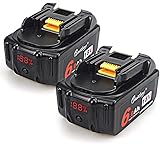 TenMore 18V 6.0ah BL1860 Replacement Battery with LED Indicator Compatible with Makita 18V BL1830B BL1860B BL1840B BL1815 LXT-400,2-Pack