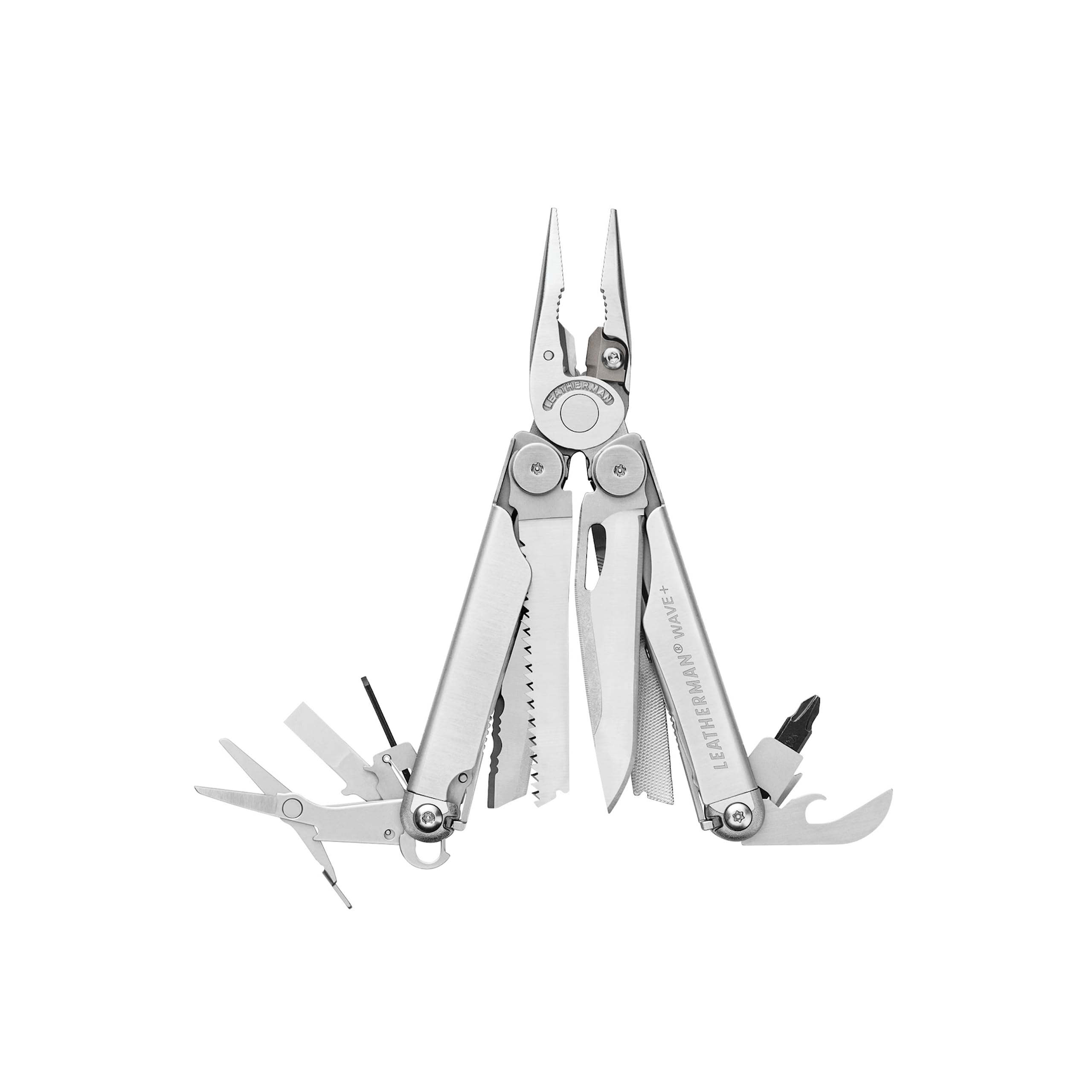Leatherman Wave+ Multi-Tool - 18-in-1 Heavy-Duty Stainless Steel Tool with Blades, Pliers & Wire Cutters, Stainless Steel