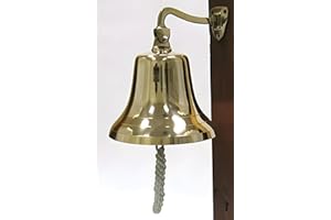 Enormous Wall Hanging Ship Bell with Rope - Polished Brass 10" Dinner Bell for Indoor/Outdoor Nautical Decoration - Maritime 