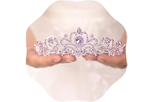 JWICOS Light Purple Crystal Tiara and Crown for Women Elegant Princess Crown with Comb Women's Rhinestone Headband for Wedding Prom Birthday Party (Light Purple)