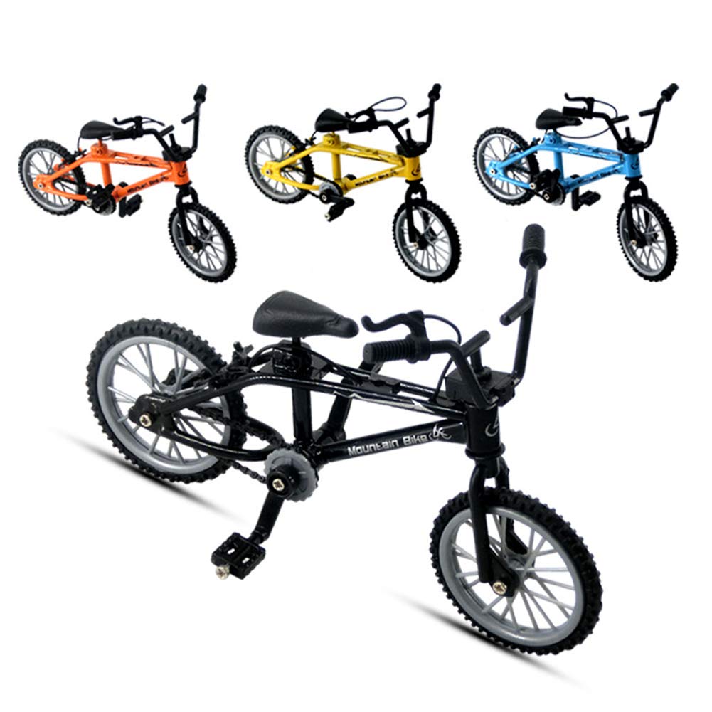 1/18 Diecast Bike Action Figure Toy,Mini Finger Mountain Bike Bicycle Art Crafts Desktop Decor - Black