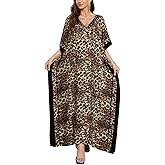 Kaftan Dresses for Women V-Neck Print Swimsuit Cover Up Plus Size Beach Caftan Lounge Dress