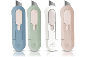 Paifeancodill Mini Utility Knife, 4 Pcs Retractable Letter Opener, Box Cutter Knife, Utility Knife Box Cutters, Mini Art Cutt