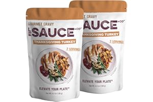 Le Sauce & Co. 2-serving Thanksgiving Turkey Gourmet Gravy(2-pack), Gluten Free Thanksgiving Family Dinner, Whole Turkey Breast, Mashed Potatoes, Green Beans, Stuffing, Weeknight Dinner, Premium Brown Gravy,