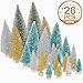 Jolik 26 Pcs Mini Artificial Christmas Trees Frosted Sisal Trees for Christmas Table Décor, 5 Sizes, 4 Colors