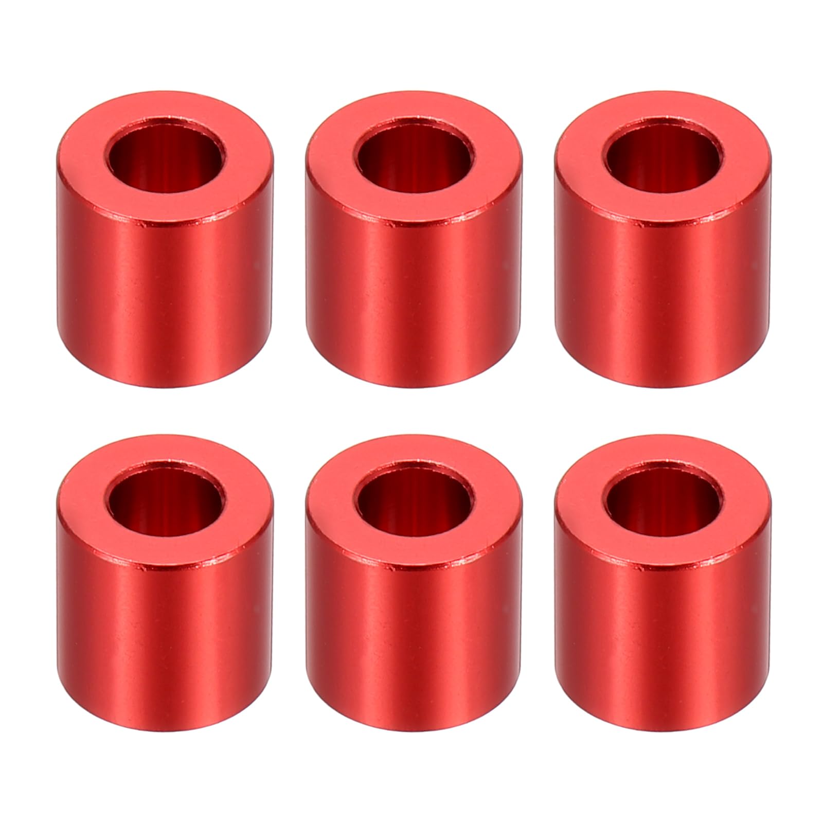 PATIKIL M6 Aluminum Spacers, 6 Pcs Metal Spacers Aluminum 6.2mm ID x 12mm OD x 12mm L Aluminum Spacer Screw Standoff Round for 1/4" or M6 Screw Bolts,Red — image 1