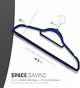 KEPLIN Velvet Hangers 20 Pack 41.5cm Non-Slip Navy Blue with Tie Bar 360° Hook view 2