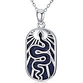 Reaii Natural Blue Sandstone Snake Pendant Necklace for Women 925 Sterling Silver Genuine Blue Sandstone Jewelry Gifts for Her