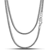 H&Beautimer Classic Unisex 925 Sterling Silver Necklace 3-4MM Round Snake Chain Necklace for Men Women - Party Fine Jewelry - Original Silver Link Necklace 16-17-18-19-20-22-24-26-28-30''