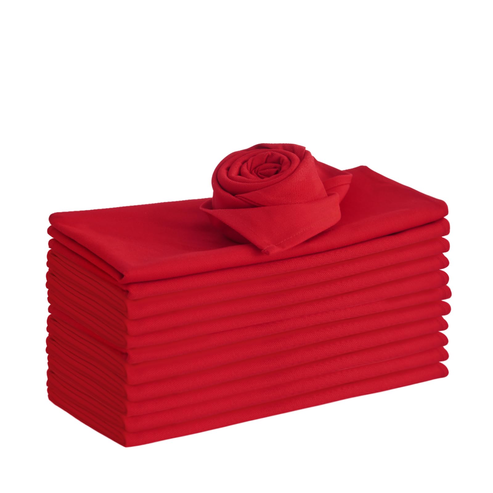 WAITER TREE Cotton Cloth Napkins 50 x 50 cm 12pcs Soft Absorbent Washable Napkins Cloth for Dinner Hotel Restaurant Parties Red