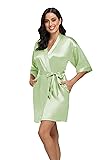 North Bund Women's Satin Robe Silk Kimono Bathrobe