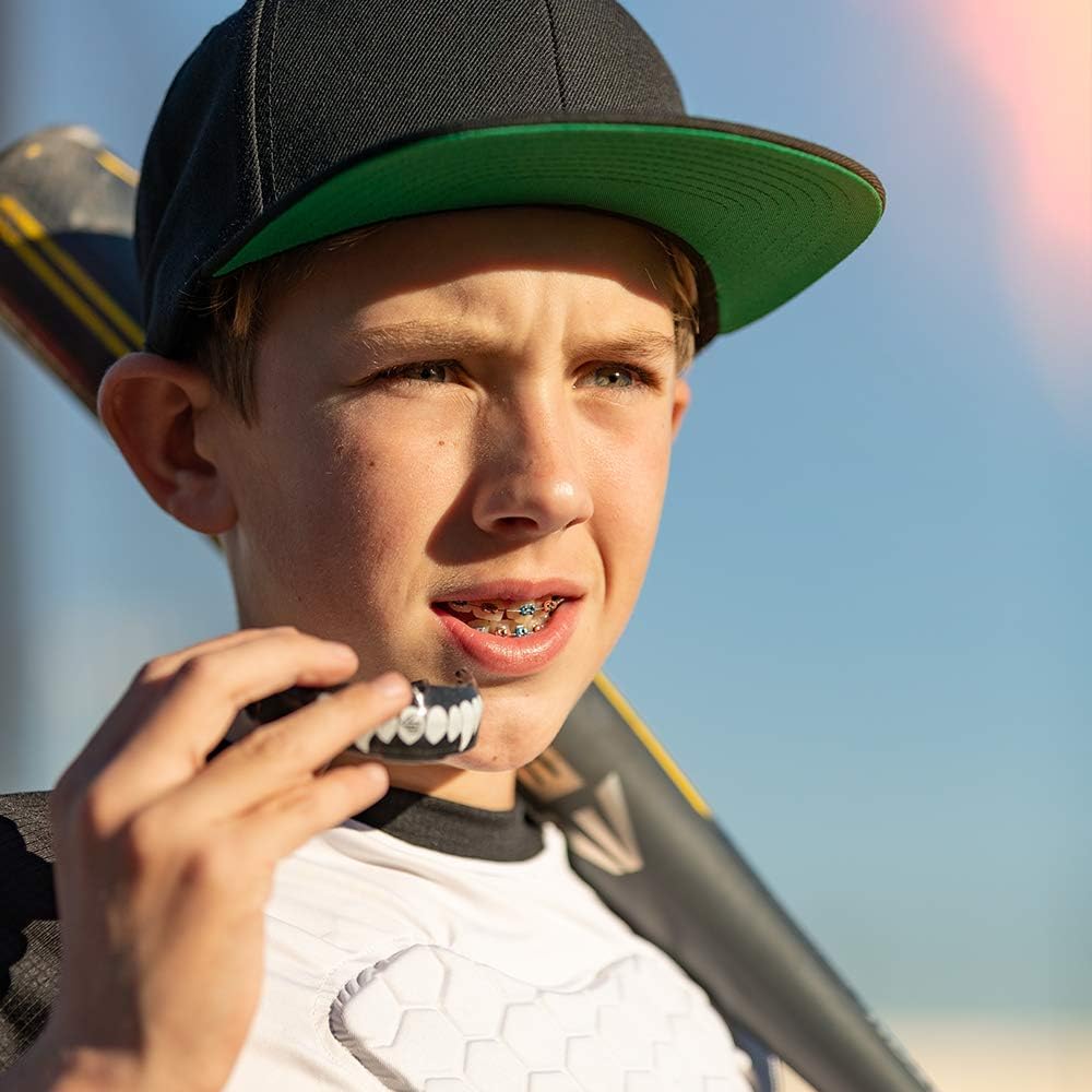 Shock Doctor Double Braces Mouth Guard. Upper and Lower Teeth Protection. Mouthguard No Boil / Instant Fit. For Youth, Teenager, Kids and Adults. Mouth Piece OSFA : Sports & Outdoors