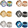 B BodyPJ Sparkles 6Pairs-Mix Color Piercing Tunnels Screw Hollow Expanders Gauge Ear Plugs More Size
