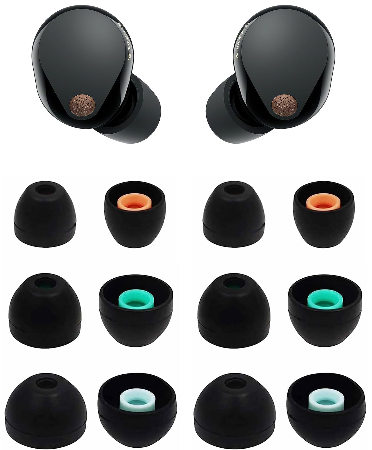 ALXCD Eartips Compatible with Sony WF-1000XM5 Earbuds, S/M/L 3 Sizes 6 Pairs Soft Silicone Ear Tips Earbuds Tips, Compatible with Sony WF-1000XM5 Silicon Earips XM5 6 Pairs Black sml