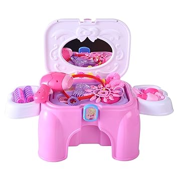 Yakok Kids Make Up Sets For Girls Kids Cosmetics Hair Dryer Set
