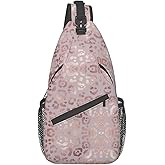 COFEIYISI Leopard Print Sling Bag for Women - Elegant Rose Gold Texture Foil Effect Crossbody Bag - Casual Chest Shoulder Backpack Travel Daypack