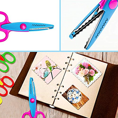 image for Kasmena Children Scissors,6 Pcs Kids Safety Paper Craft Edger Scissors