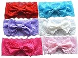 Qandsweet Baby Girl Soft Lace Hairbands with Hair Bow (6 Pack)