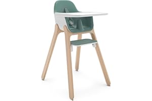 UPPAbaby Ciro High Chair/Sleek, Easy-to-Clean Design/Perfect-Fit Tray to Bring Baby to Table/Patent-Pending Harness/Dual-Position, 180-Degree Rotating Footrest/Emrick (Green/Rubberwood)