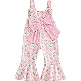 ZAXARRA Toddler Girl Clothes Floral Baby Girl Bell Bottom Jumpsuit Baby Girl Overalls Flare Leg Jumpsuit