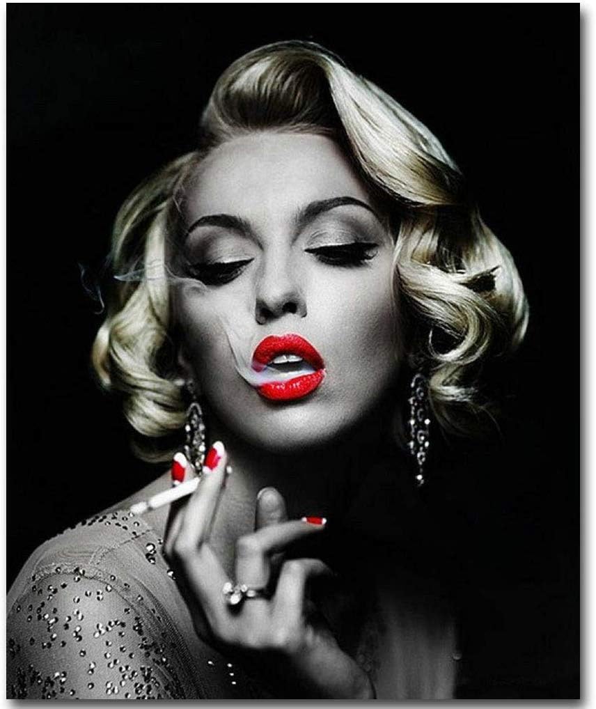 Amazon Com Poster Marilyn Monroe Smoking With Red Lip Art Paper No Frame 24x36 Posters Prints