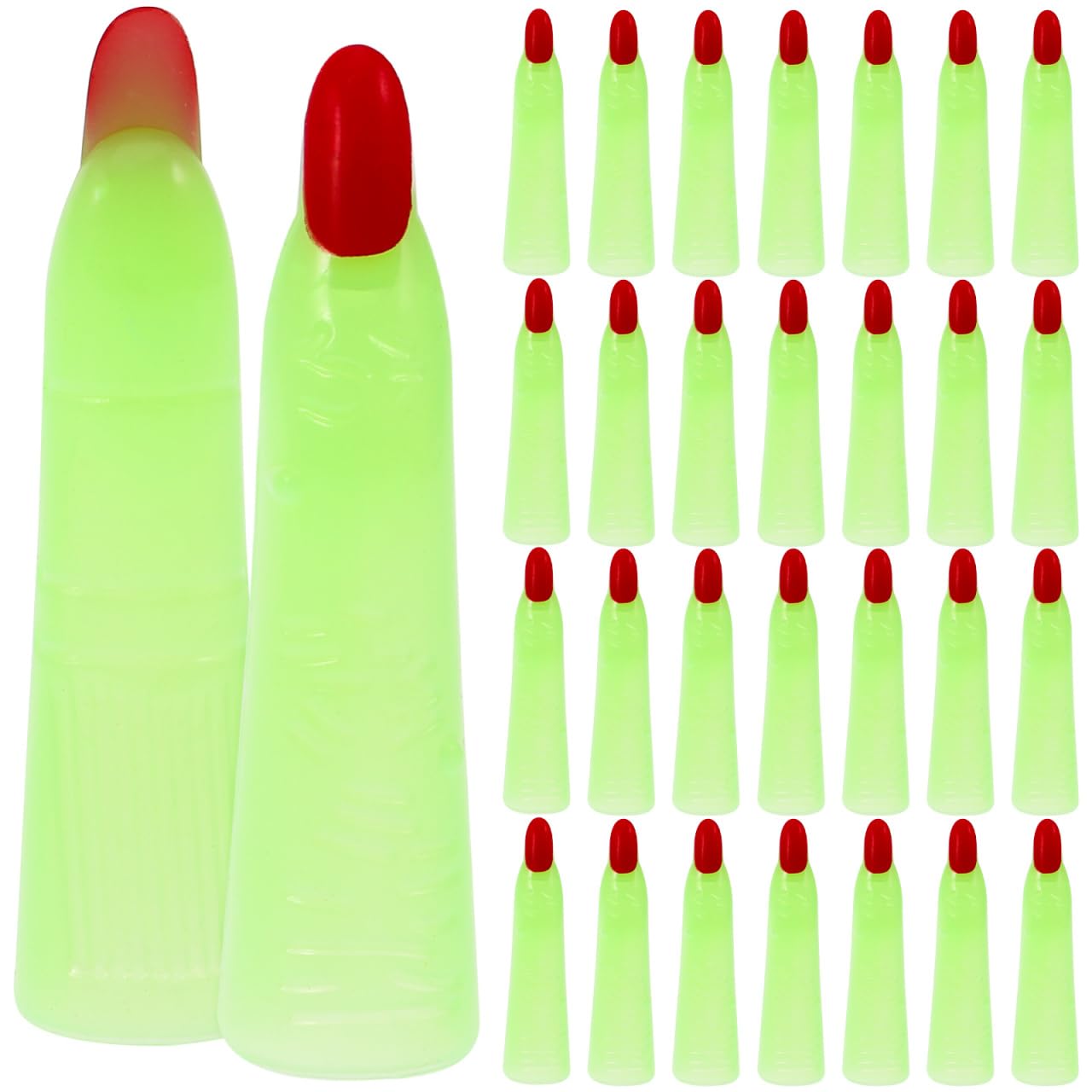 TOYANDONA 50Pcs Halloween Glow in The Dark Witch Fingers Luminous Zombie Nails Spooky Scary Fake Vampire Finger for Halloween Party Costume (Random Color)