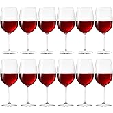 Purpeak Set of 12 Unbreakable Acrylic Wine Glasses with Stem, 19 oz Plastic Wine Glasses Reusable Clear Goblet BPA-Free for Outdoor Drinking, Pool, Travel, Camping or Picnic Gift Supplies (Goblet)