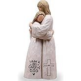Sayouart Jesus Embracing Woman-Christian Gifts for Women, Religious Gifts for Women, Baptism Gift for Girl, Sculpted Hand-Painted Figurine