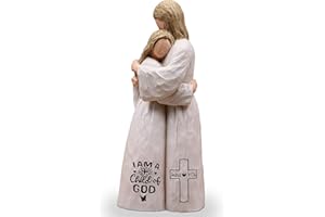 Sayouart Jesus Embracing Woman-Christian Gifts for Women, Religious Gifts for Women, Baptism Gift for Girl, Sculpted Hand-Painted Figurine
