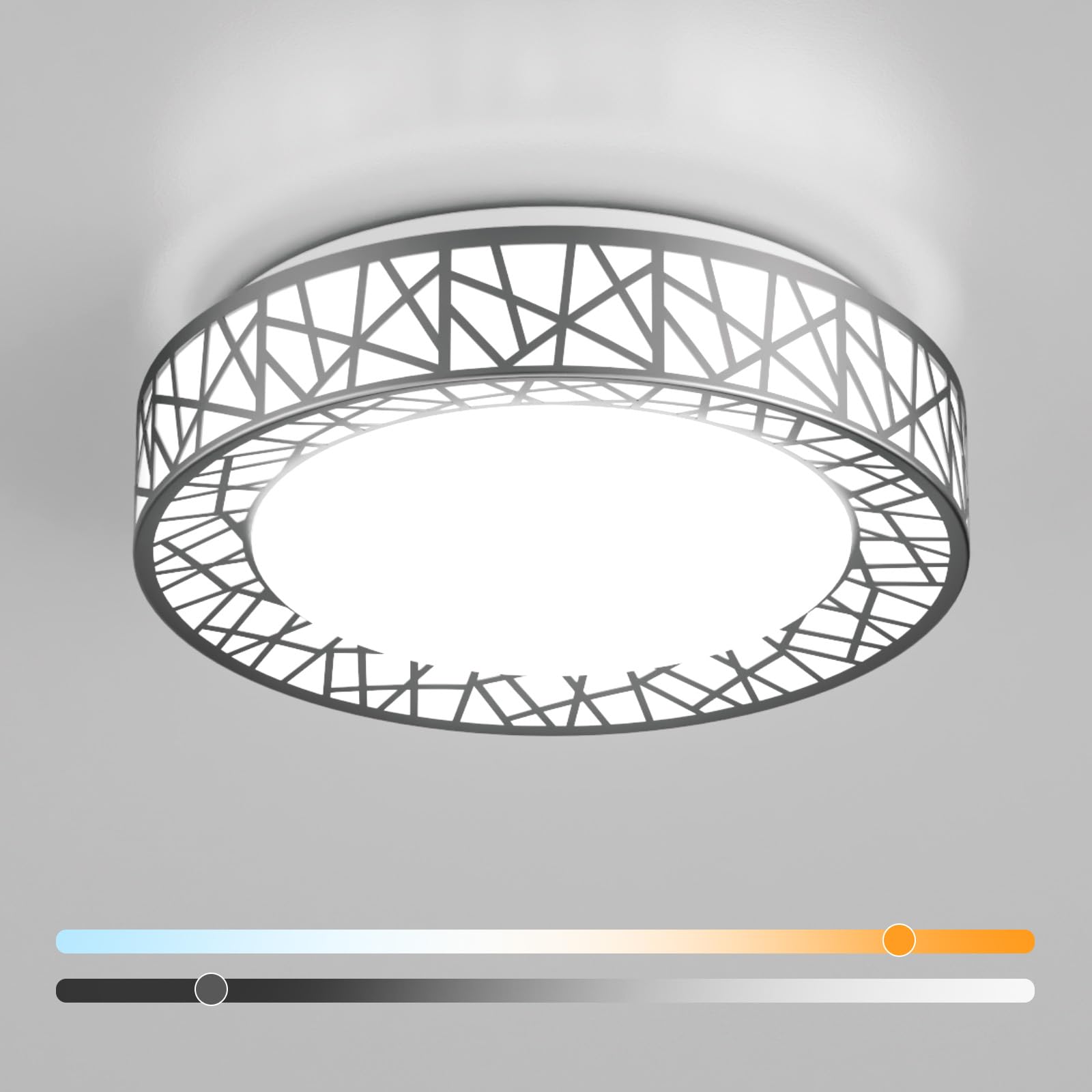 Photo 1 of Lightania 16 Inch Flush Mount Ceiling Light, Modern Brushed Nickel LED Ceiling Light Fixture, 28W 2800LM 2700-6500K Adjustable, Dimmable Ceiling Lights for Bedroom, Kitchen, Hallway, Bathroom, ETL