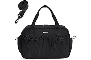 ECOHUB Small Gym Bag for Women, Mini Gym Duffle Bag with Wet Compartment, Bowknot Sports Bag, Cute Gym Tote Bag Dance Yoga Workout Travel Bags Black