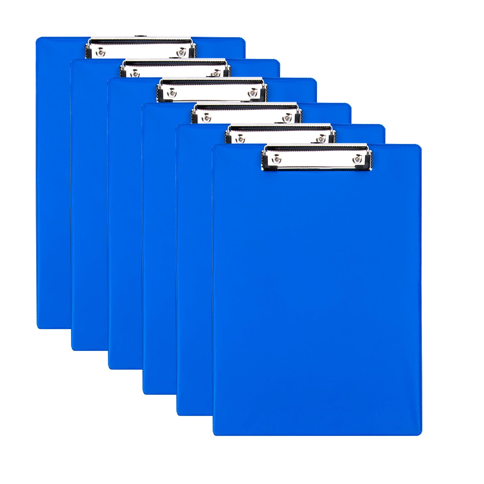 Plastic Clipboards, 6 Packs A4 Size Clip Boards, Paper Clips, Nursing Clipboard, Paper Clip Holder, Writing Board, Document Holder - Blue