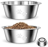 PETTOM 2 Pack Stainless Steel Dog Bowls 2020ml Non-Slip Bottom 70oz