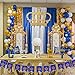 PartyWoo Blue and Gold Balloons, 37 pcs 12 in Royal Blue Balloons, White Gold Balloons, Tissue Pom Poms, Royal Banner, Gold Navy Blue Balloons, Royal Blue and Gold Balloons for Royal Blue Baby Shower