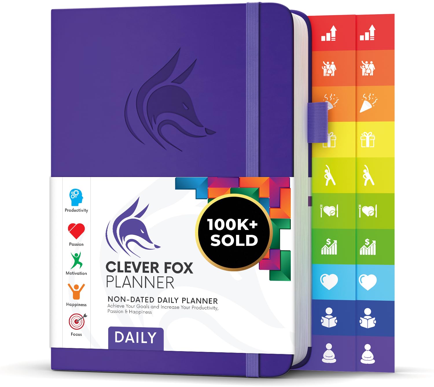 Clever Fox Planner Daily – 6-Month Undated Planner with Hourly Schedule, To-Do List & Time Management – Work & Personal Organizer, A5 (Purple)