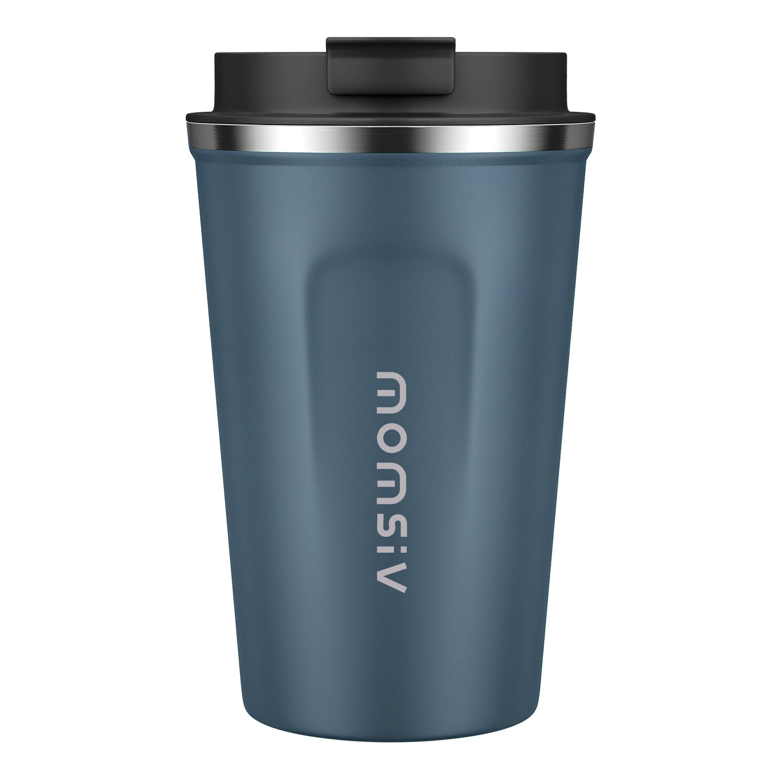 MOMSIV Blue Coffee Cup, Vacuum Reusable Leakproof Double Wall Coffee Cup, Insulation Stainless Steel Eco-Friendly Travel Office Mug for Hot Coffee Tea and Cold Drinks, 13oz/380ml