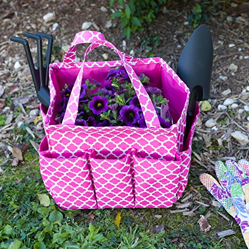 Small Garden Tote Bag, Utility Bags for Gardening, Car Totes, Organization, (Pink)