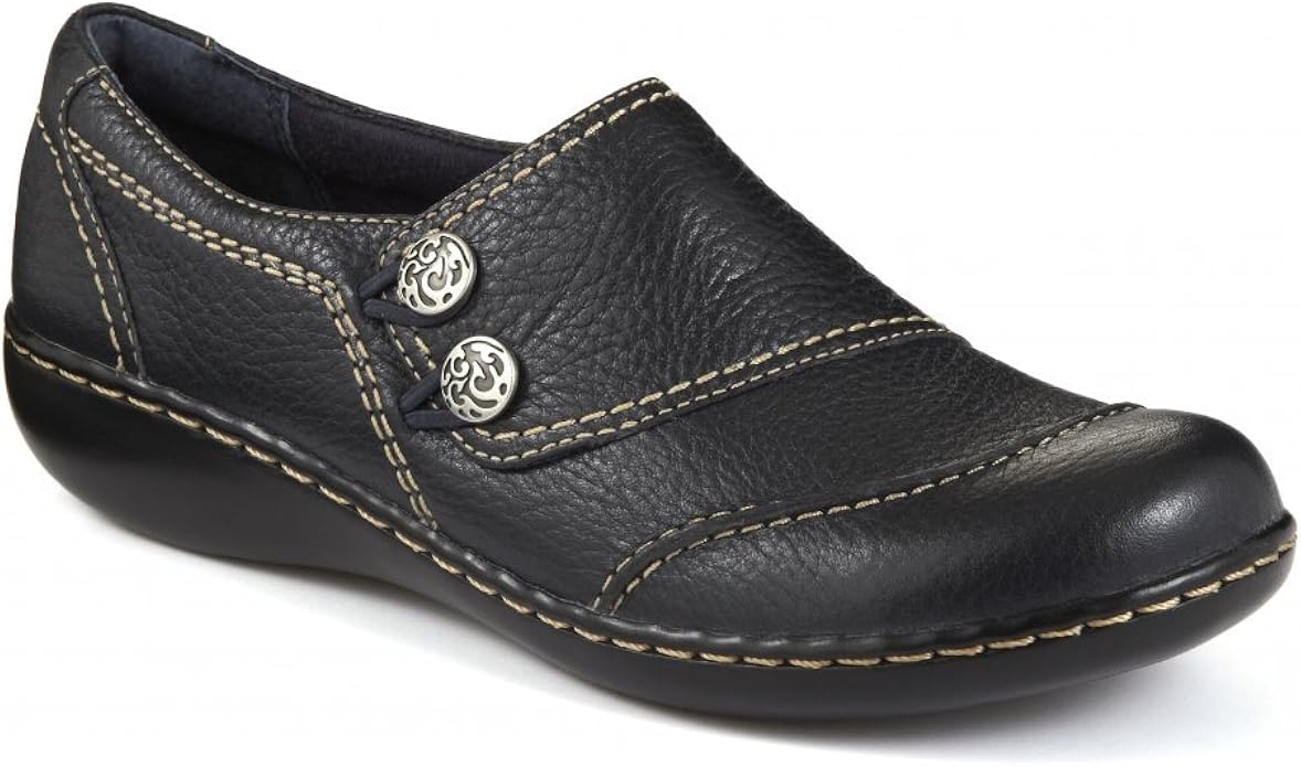 Clarks Womens Embrace Charm Navy Blue Leather Casual Shoes Amazon.co