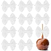 AIMUDI White Satin Ribbon Twist Tie Bows for Treat Bags - 3.5" Premade Bows for Crafts, Gift, Cake Pops, Candy Apples & Wedding Favors - 24 Counts