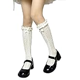 Benefeet Sox Lace Fishnet Knee High Socks Women Girls Ruffle Mesh Knee Highs Lolita Socks Fishnet Stockings