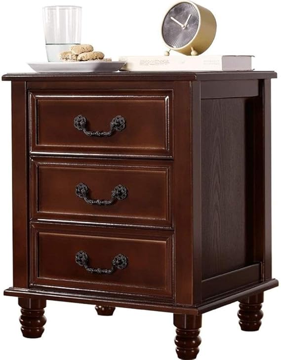 ZRL77y Mesita De Noche De Madera Maciza con 3 Cajones Mesita De Noche