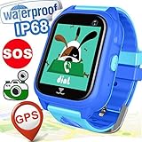 Kids Smart Watch Phone IP68 Waterproof GPS Tracker for Girls Boys Children 2019 New Birthday Holiday Gift Game Toy SIM Watch Camera Pedometer SOS Anti-lost Touch Fitness Tracker for IOS/Android