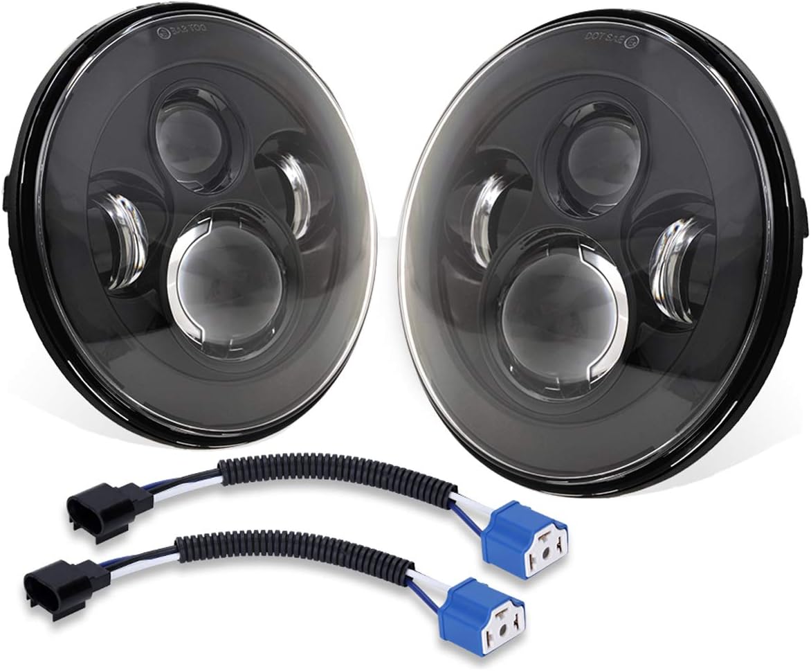 7 inch LED Projector Headlights [EMC function-Ready] Compatible with Jeep Wrangler JK TJ LJ CJ Hummer H1 H2 Headlamps Driving Lights Black