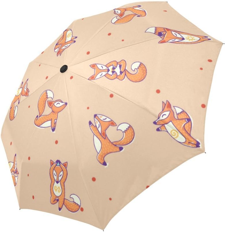 Funny Cute Fox Polka StormResistant Umbrella Compact