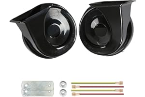 HAOKIXIN Car Horn 12V Universal Electric Auto Horns, Super Loud Dual Snail High Low Waterproof Horn Fit for Most Vehicles-Electric Cars, Motorcycles, Trucks, Pickup, Commercial, Gas Cars, Off-Road, 110DB