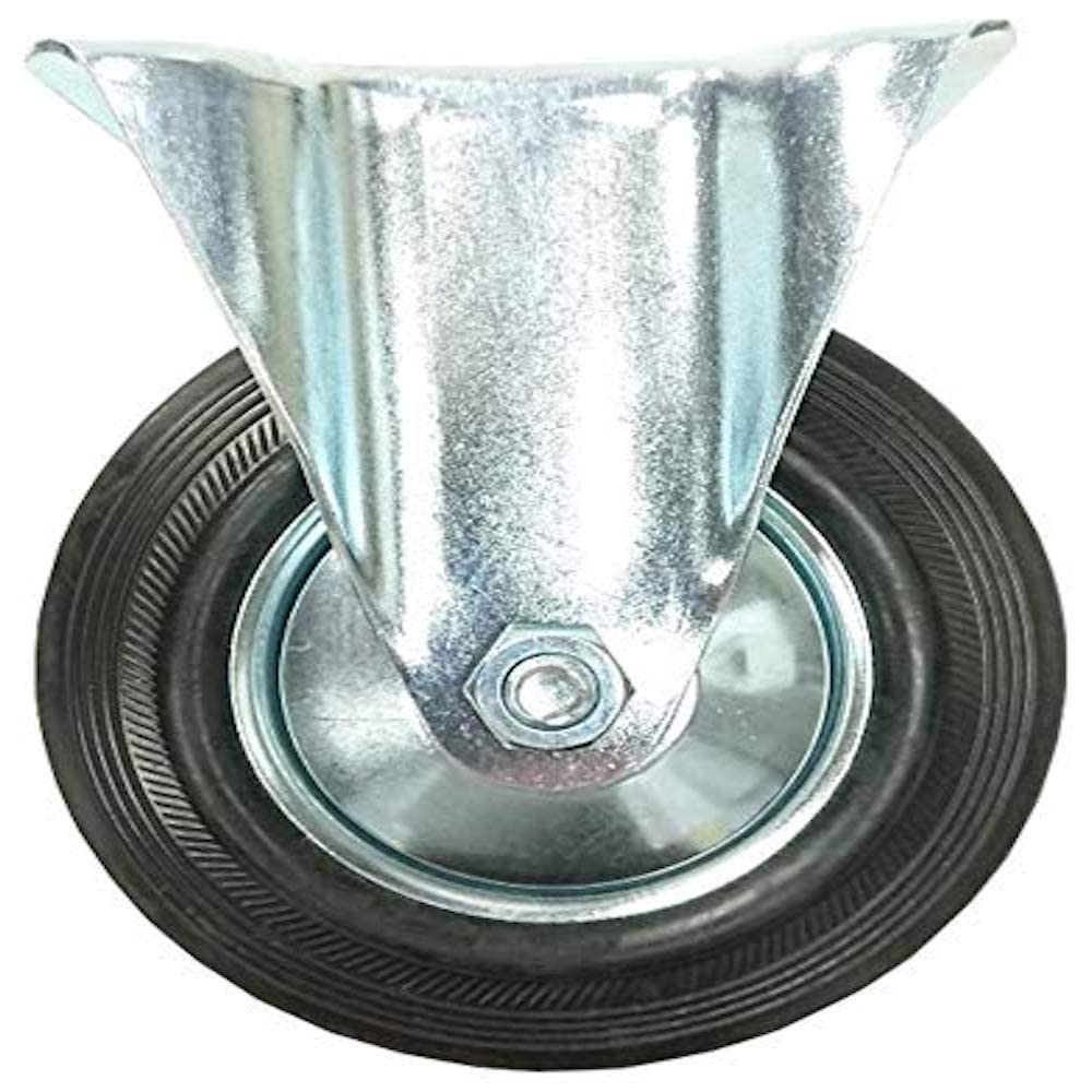Merriway BH07003 (4 Pcs) Rubber Castor Wheels Black Heavy Duty Black Rubber Without Brake, 100mm (4 inch) Maximum Load 300kg - Pack of 4 Pieces
