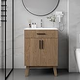 Chyanmoo 24" Bathroom Vanity with Sink, Vanity Combo with Two Soft Close Cabinet Doors, Modern Single Bathroom Cabinet Set wi