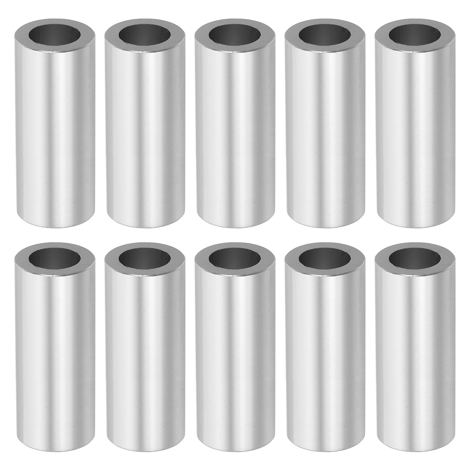 PATIKIL M8 Aluminum Spacers, 10 Pcs Metal Spacer Aluminum M8 X1/2"OD X1-1/4"L Aluminum Spacer Screw Standoff Round for 5/16" or M8 Screw Bolts, Silvery