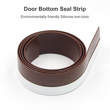 Stick&Seal Under Door Sweep Weather Stripping Door Bottom Seal Strip Door Draft Stopper, 35 mm Width X 1 Meter Length (Brown)