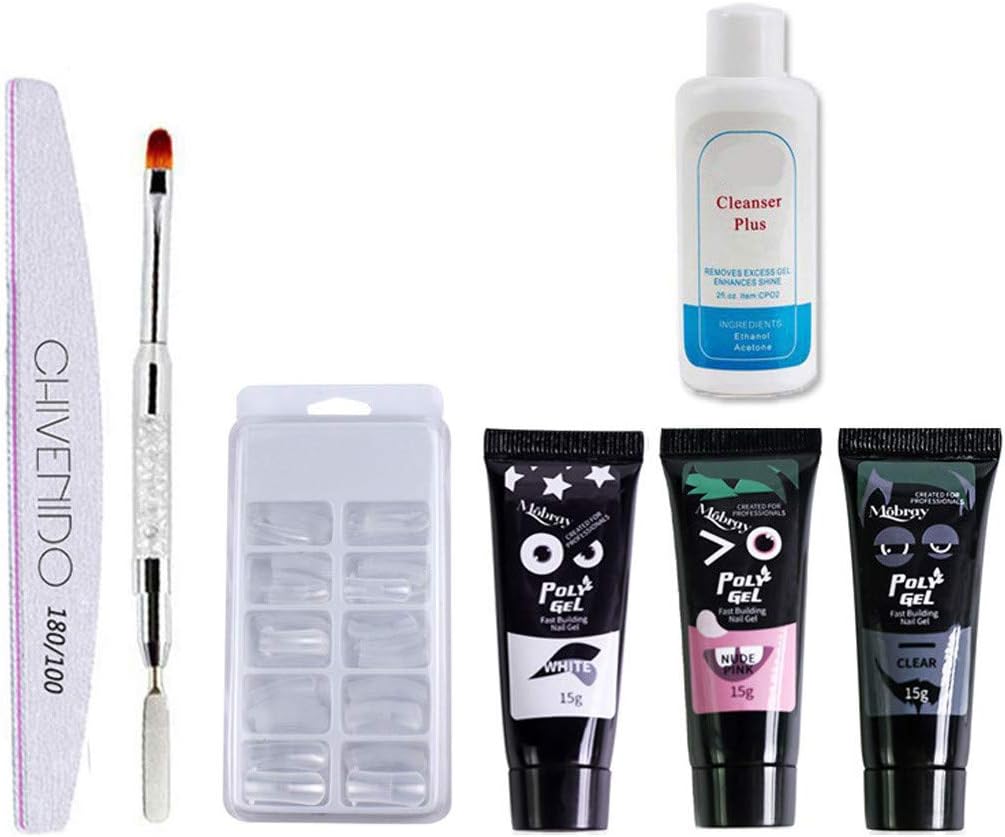 Wasvidra Acryic Powder Nail Art, Nail Extension Fiber Set Fiberglass Nails Phototherapy Extension Glue Poly Nail Gel Kit Poly Uv Gel Nail Builder Builder Extension Kit Nail Gel Polish 8 Set 15ml